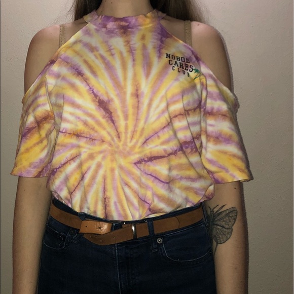 Tie Dye Off Shoulder Size Small Forever 21 T-Shirt - Picture 3 of 8